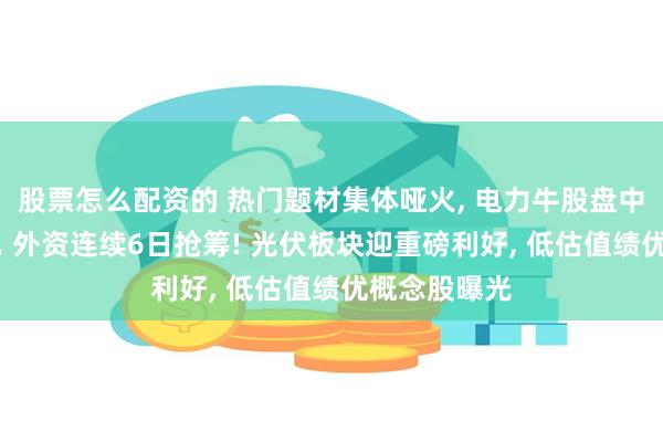 股票怎么配资的 热门题材集体哑火, 电力牛股盘中股价创新高, 外资连续6日抢筹! 光伏板块迎重磅利好, 低估值绩优概念股曝光