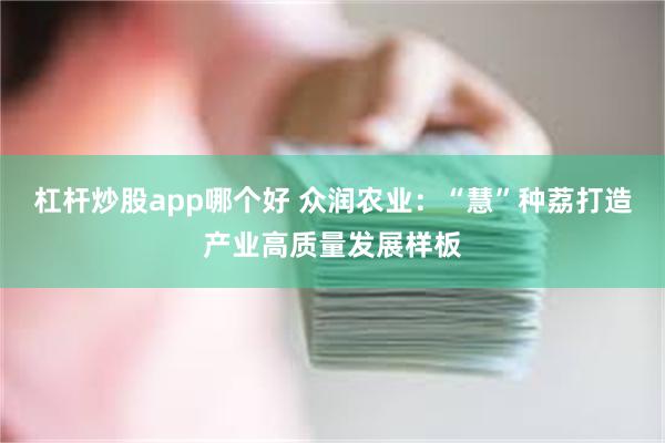 杠杆炒股app哪个好 众润农业：“慧”种荔打造产业高质量发展样板